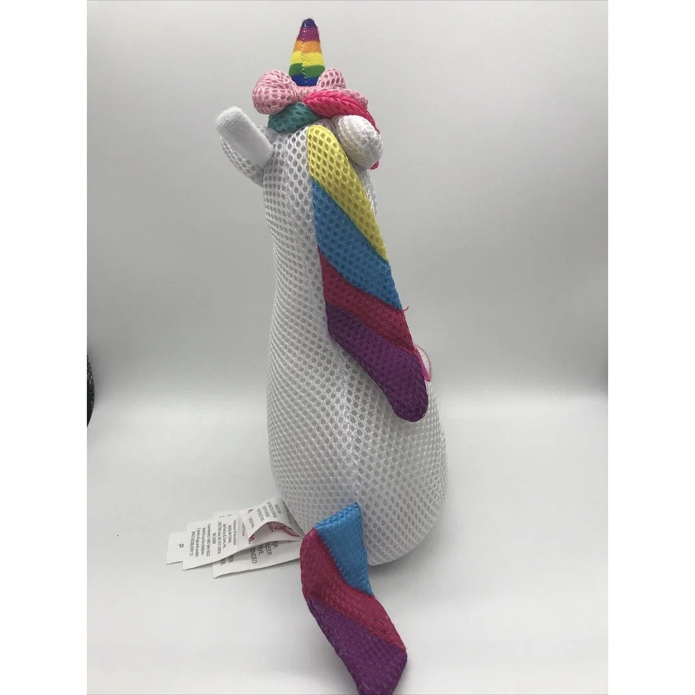 Nickelodeon Jojo Siwa White Mesh Unicorn Plush Rainbow Mane 8 in Tall